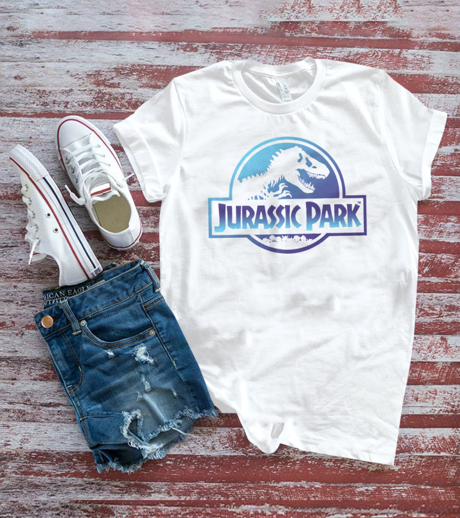 Jurassic Park Dinosaur Logo Blue And White T-Shirt