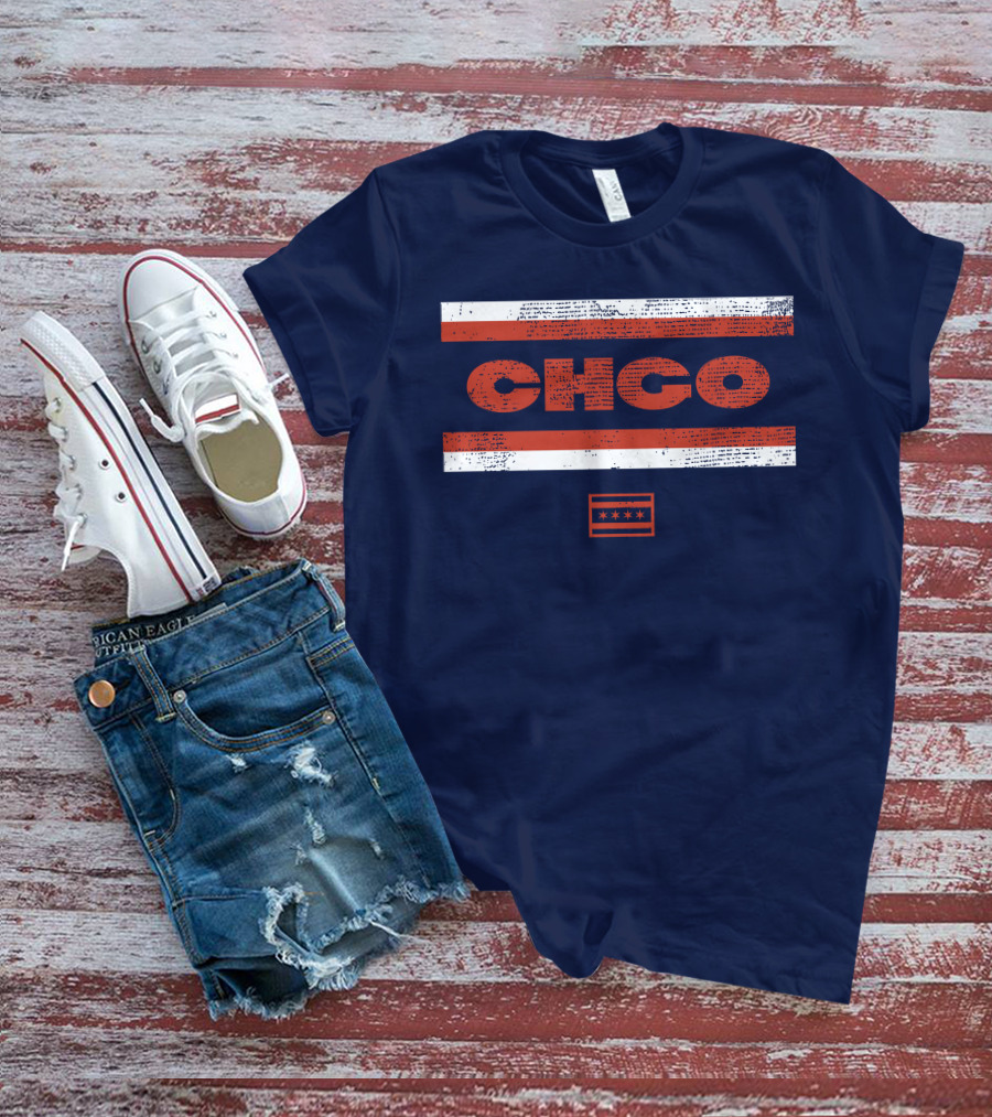 Brenda Webber CHGO Midway Chicago Flag Stripes T-Shirt