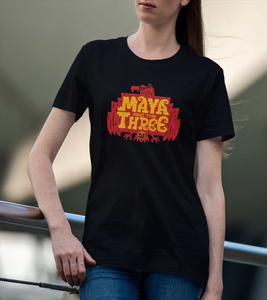 Maya And The Three Aztec-Inspired Red Eagle Emblem T-Shirt