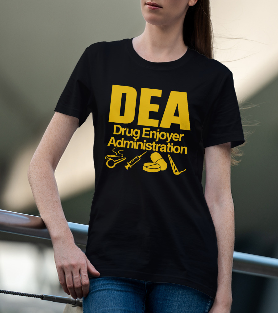 DEA Drug Enjoyer Administration Spoons Syringe Pills Razor Blade T-Shirt