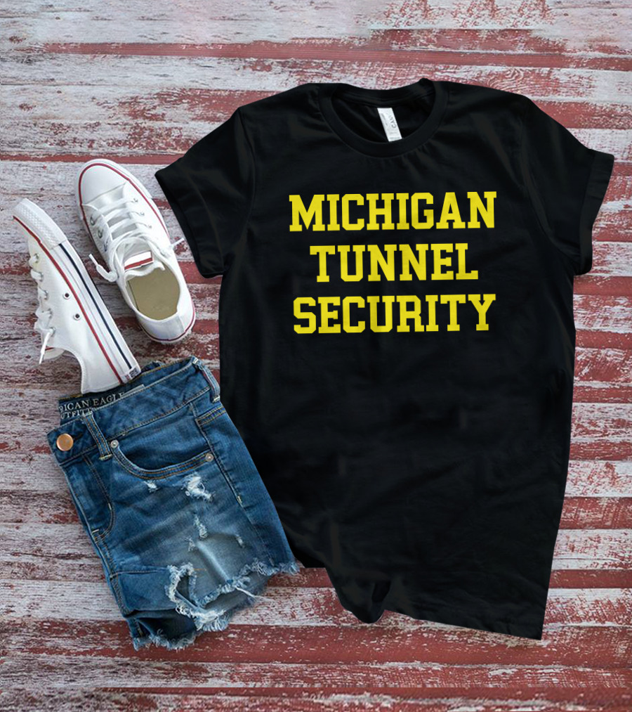 Michigan Tunnel Security Yellow Lettering T-Shirt