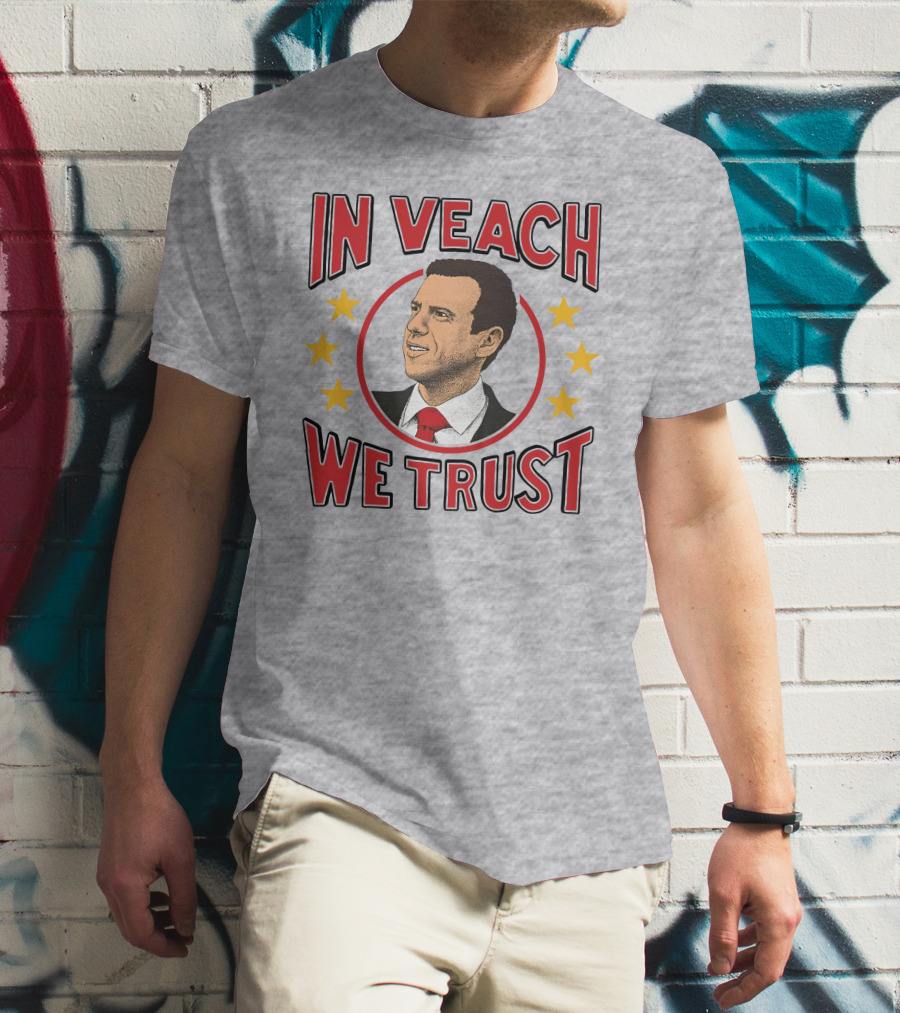 In Veach We Trust Red Tie Portrait With Yellow Stars T-Shirt