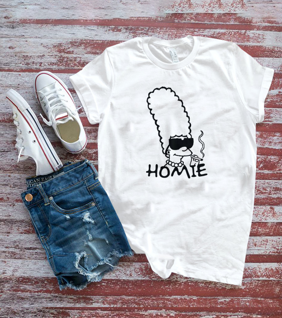 Marge Simpson Homie Smoking With Sunglasses T-Shirt