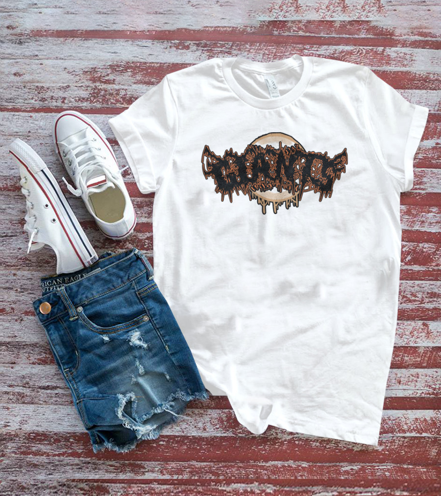 Deathcore Giants Horror Dripping Typography T-Shirt