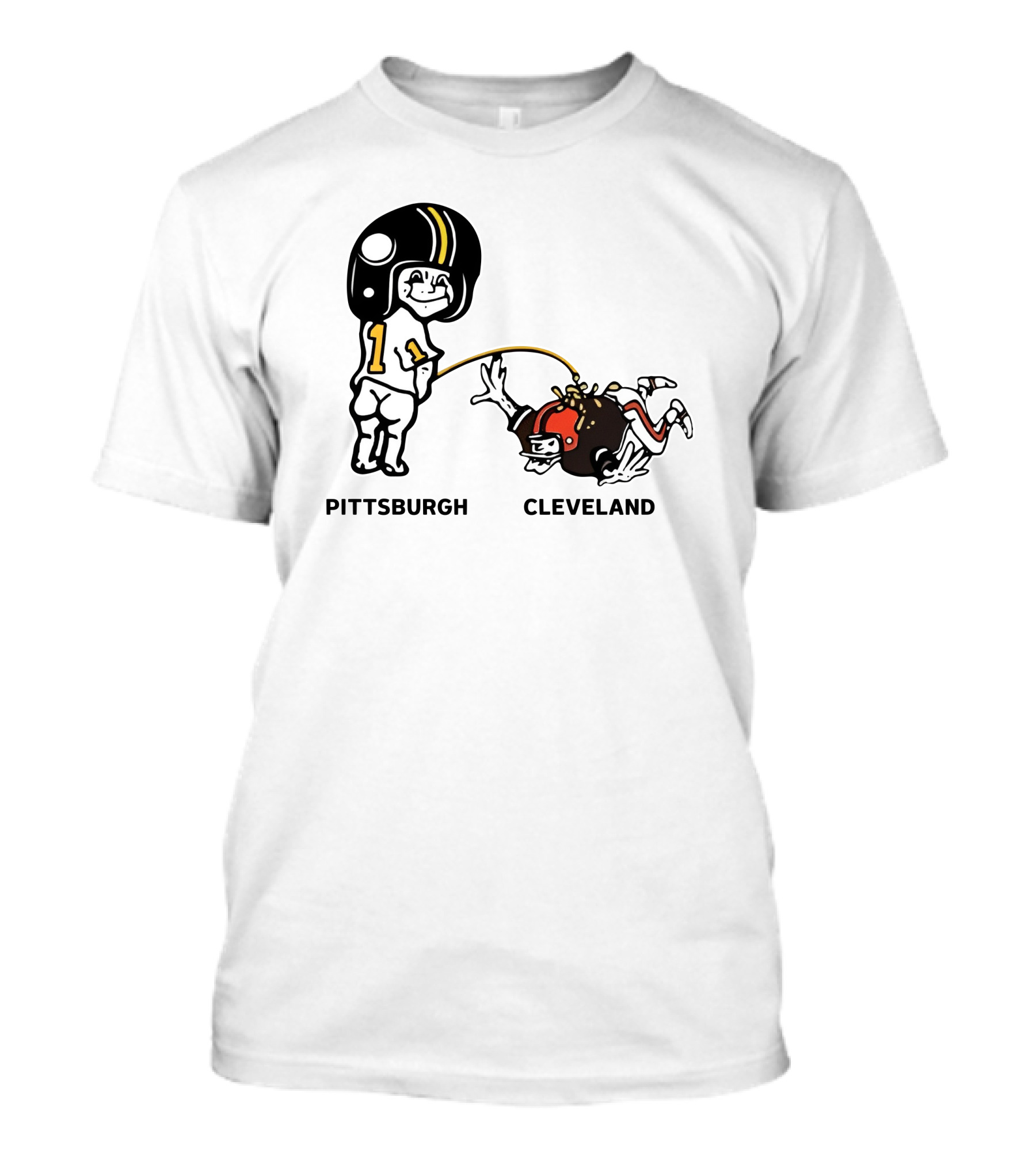 Yinzers Pittsburgh Cleveland Football Rivalry Cartoon T-Shirt