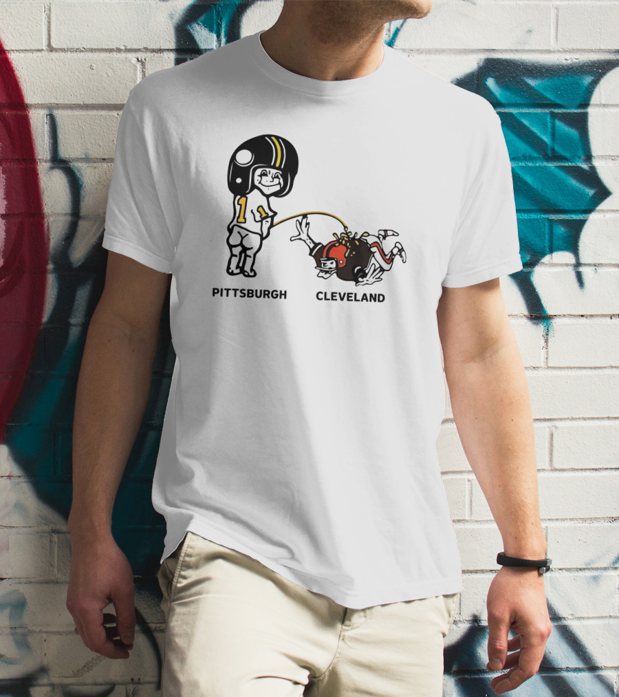 Yinzers Pittsburgh Cleveland Football Rivalry Cartoon T-Shirt
