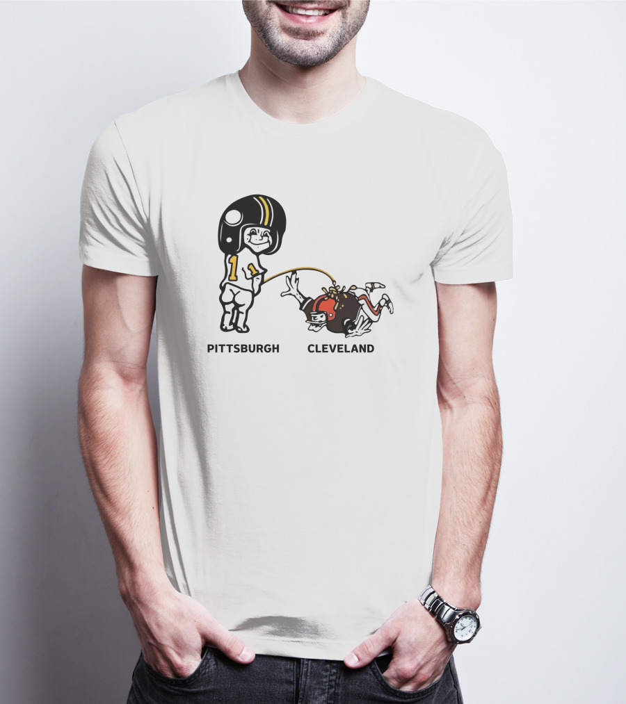 Yinzers Pittsburgh Cleveland Football Rivalry Cartoon T-Shirt