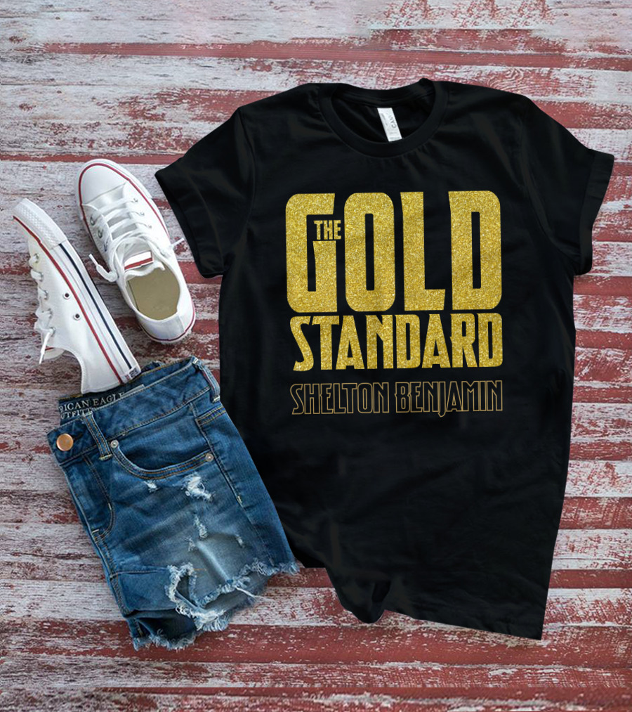 The Gold Standard Shelton Benjamin Gold Lettering T-Shirt