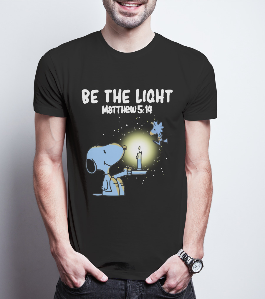 Be The Light Matthew 5:14 Snoopy Holding Candle Woodstock T-Shirt