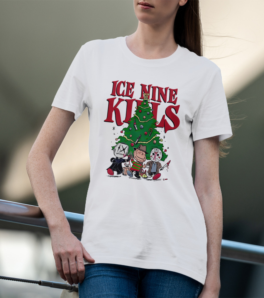 Merry Christmas Ice Nine Kills Horror Characters Christmas Tree T-Shirt