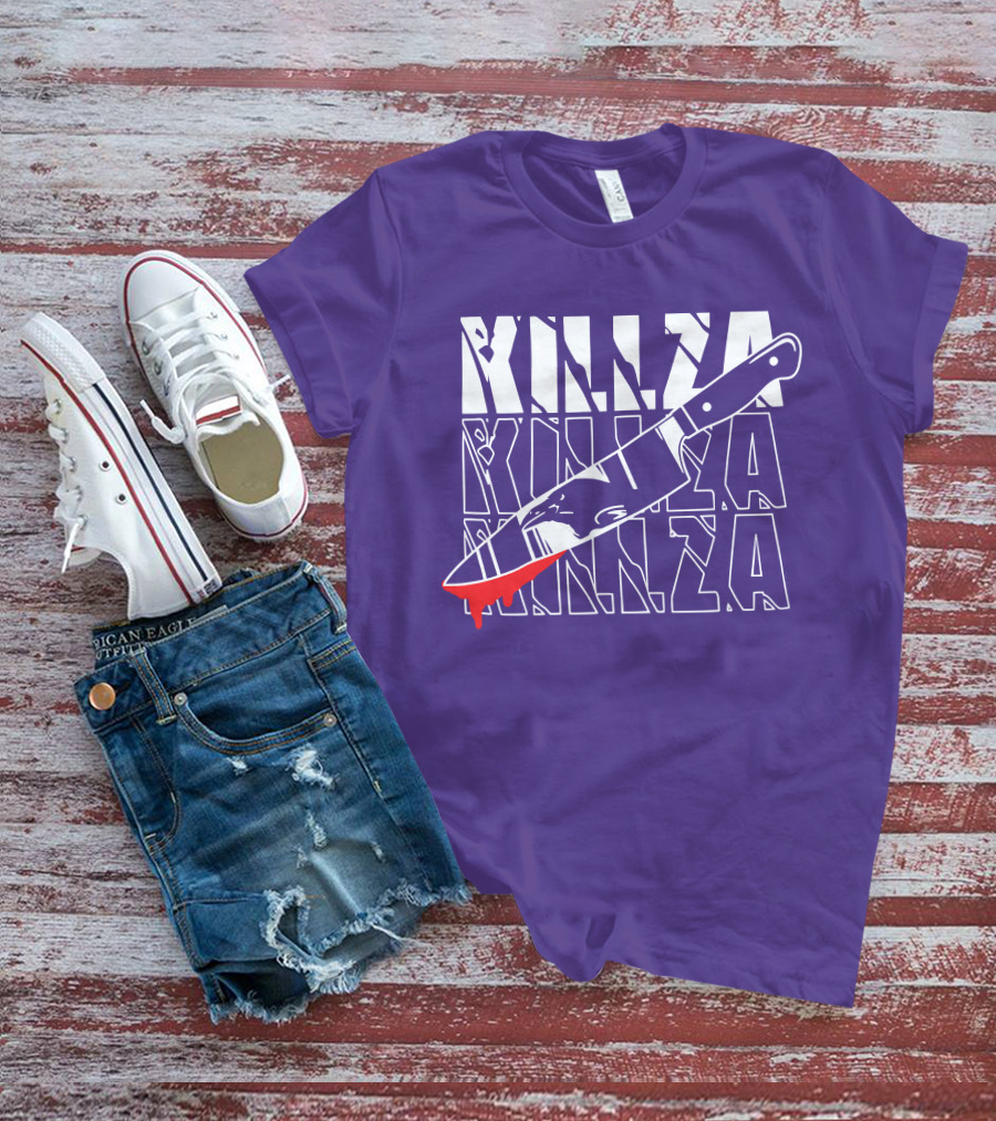 Killza Knife Graphic With Bold Repeated Text T-Shirt