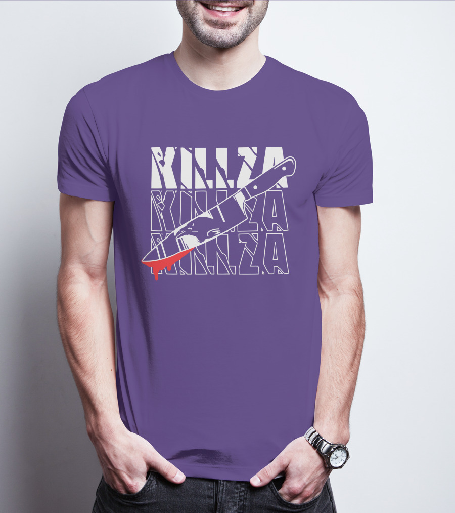 Killza Knife Graphic With Bold Repeated Text T-Shirt