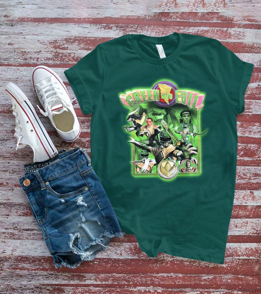 Green With Evil Mighty Morphin Power Rangers Iconic Characters And Symbols T-Shirt