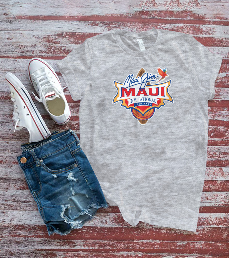 Maui Jim Invitational Chaminade Basketball Surfboard Logo עם תוכי T-Shirt