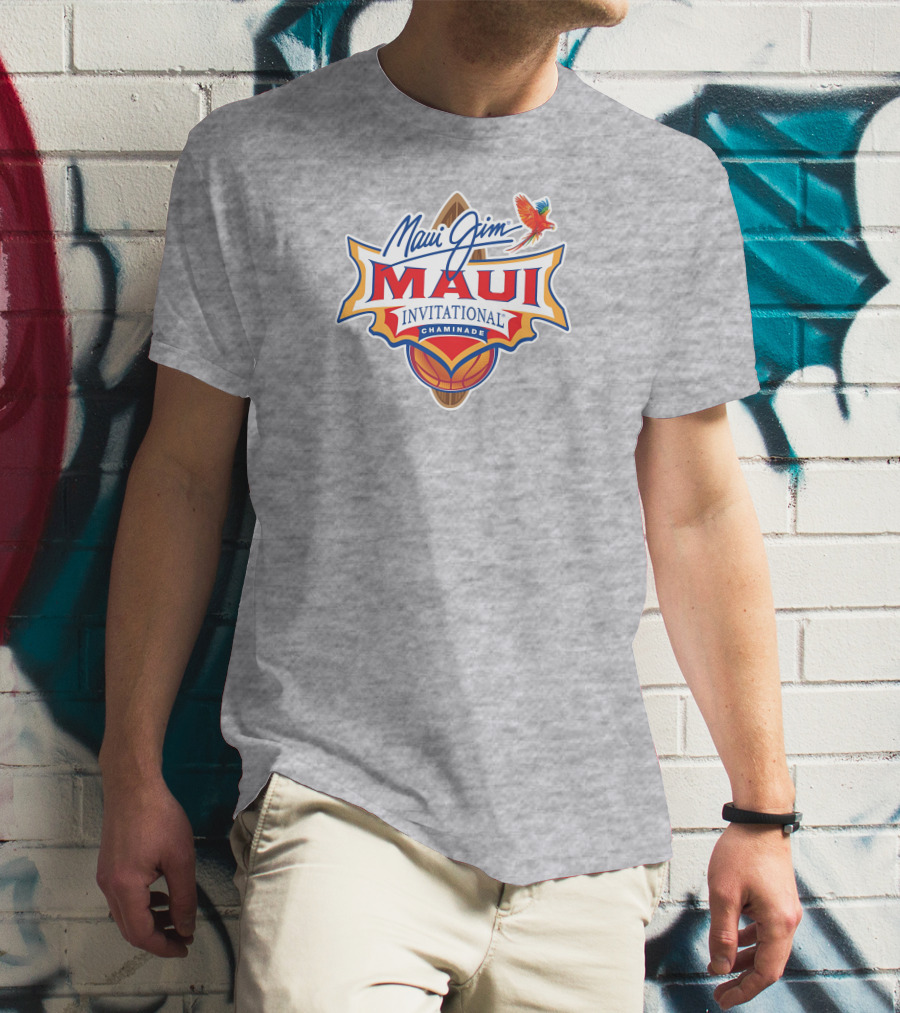 Maui Jim Invitational Chaminade Basketball Surfboard Logo עם תוכי T-Shirt