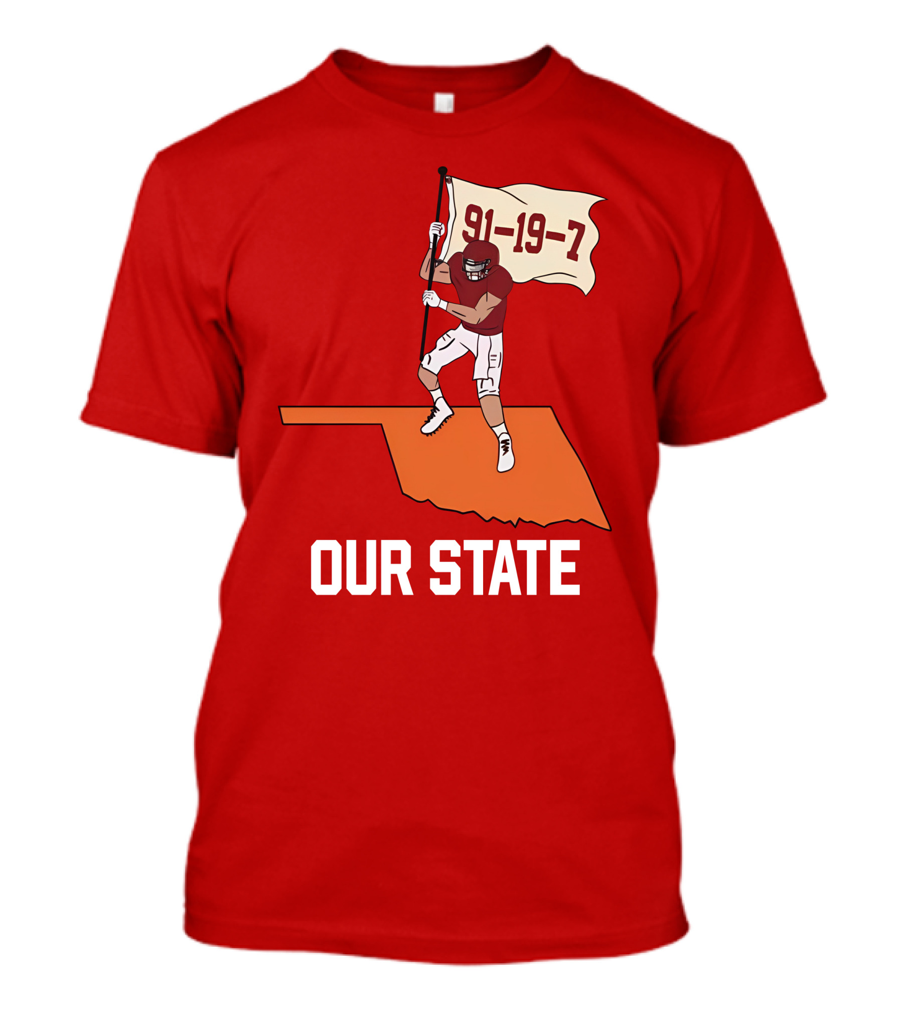 Our State 91-19-7 Football Player Flag Oklahoma T-Shirt