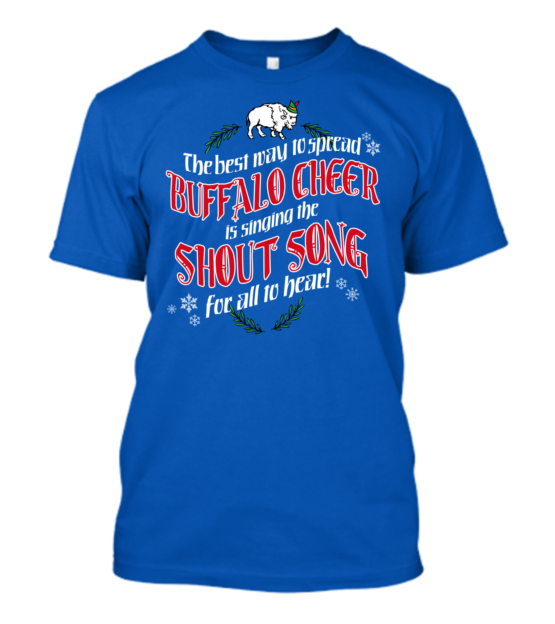 Buffalo Cheer With Shout Song Festive Buffalo Snowflakes T-Shirt
