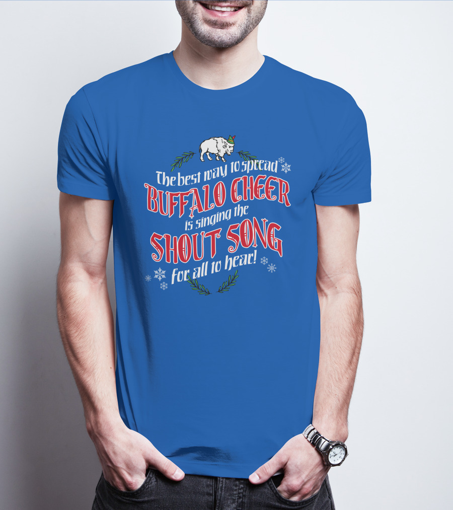 Buffalo Cheer With Shout Song Festive Buffalo Snowflakes T-Shirt