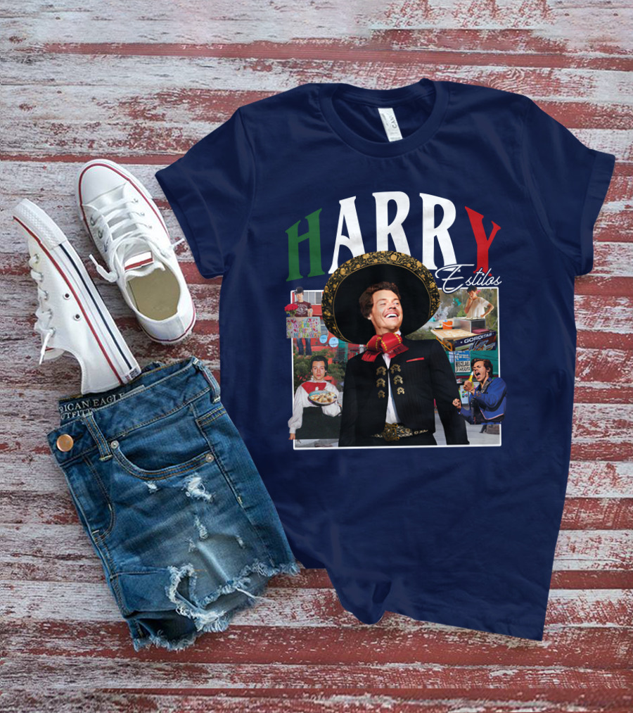 HARRY Estilos Mariachi Themed Collage In Festive Attire T-Shirt