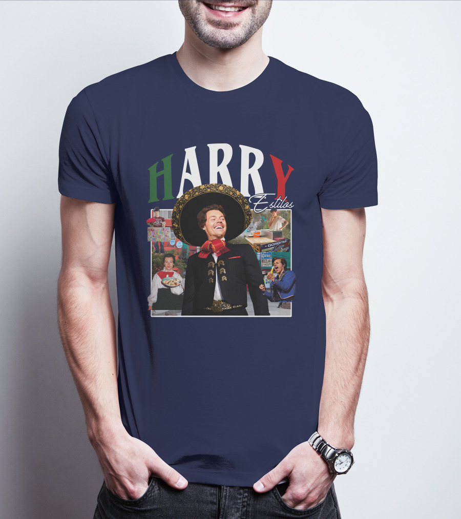 HARRY Estilos Mariachi Themed Collage In Festive Attire T-Shirt
