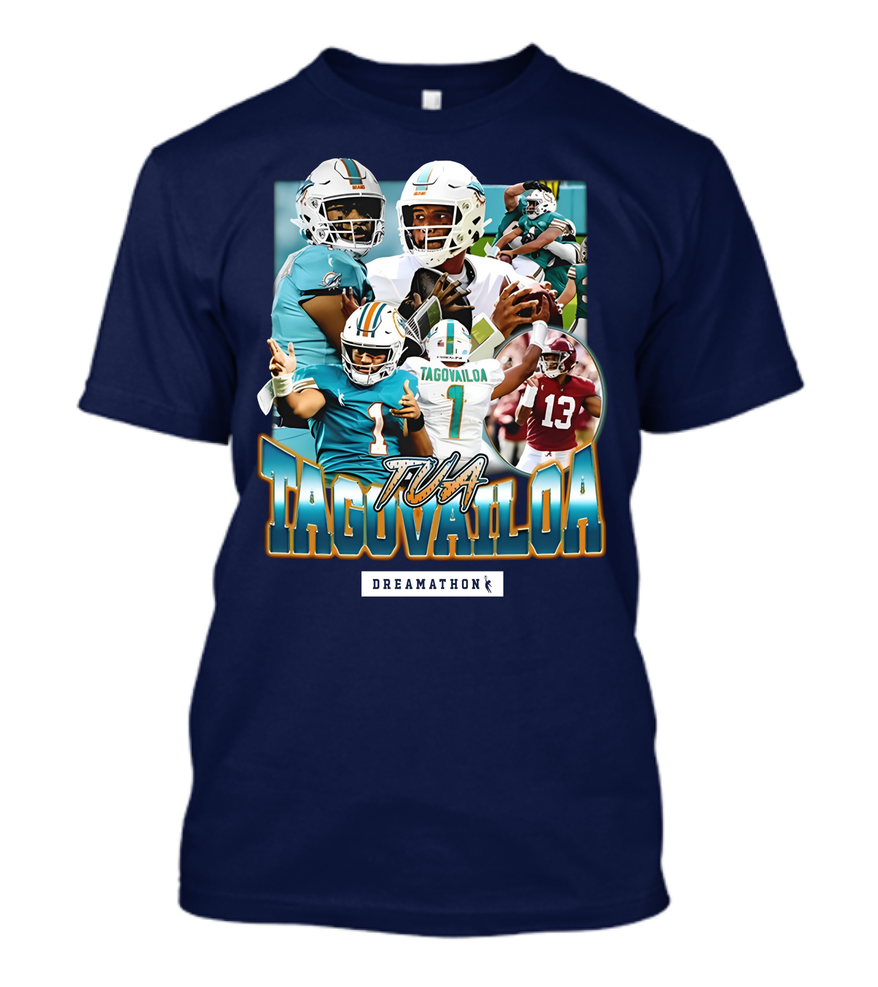 Dreamathon Tua Tagovailoa Collage Football Action T-Shirt
