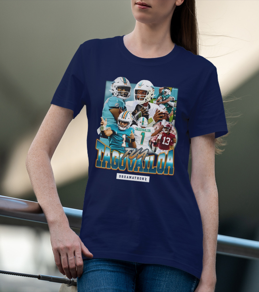 Dreamathon Tua Tagovailoa Collage Football Action T-Shirt