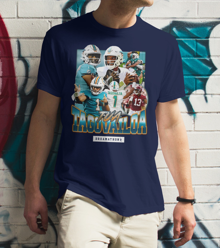 Dreamathon Tua Tagovailoa Collage Football Action T-Shirt