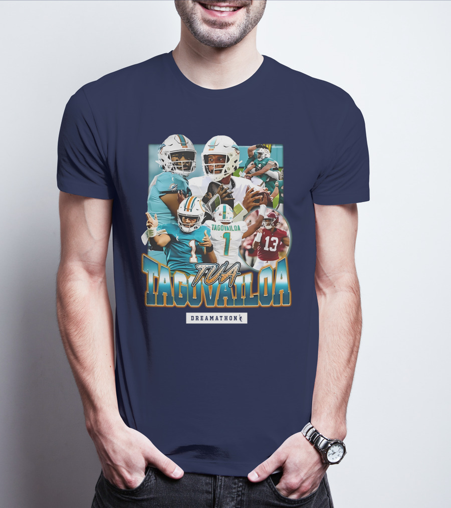 Dreamathon Tua Tagovailoa Collage Football Action T-Shirt