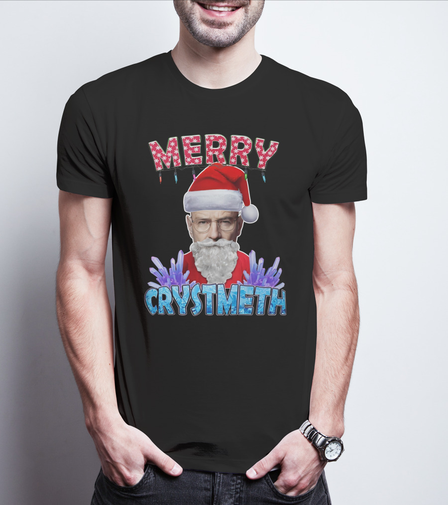 Merry Crystmeth Santa With Breaking Bad Inspired Elements T-Shirt