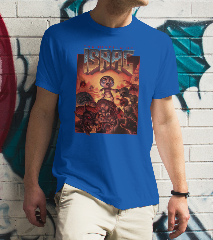 The Binding Of Isaac Dramatic Monster Battle Scene With Detailed Character T-Shirt