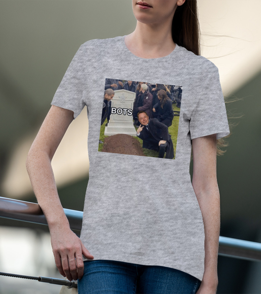 Elon Musk Bots Meme Graveyard Scene T-Shirt