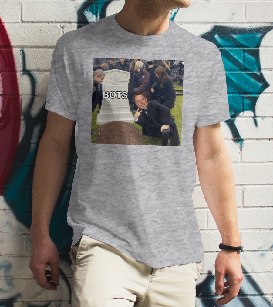 Elon Musk Bots Meme Graveyard Scene T-Shirt