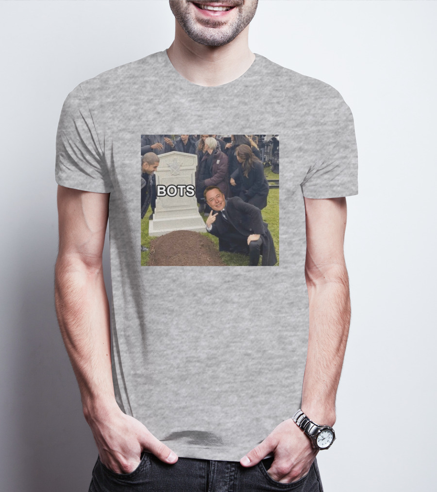 Elon Musk Bots Meme Graveyard Scene T-Shirt