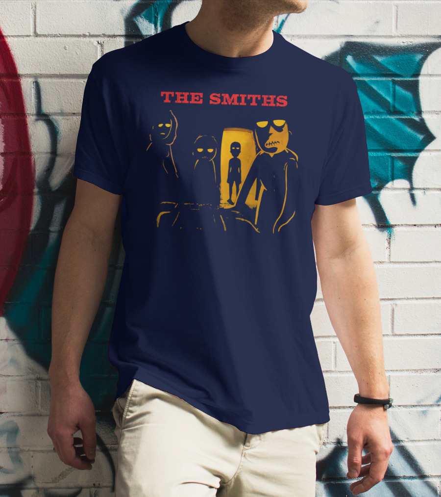 THE SMITHS Yellow Characters In Darkened Room With Doorway Light T-Shirt