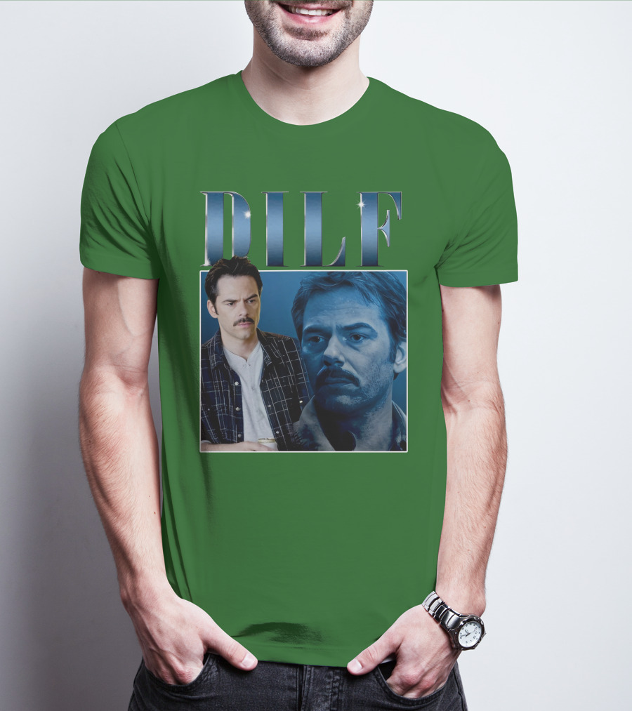 Charlie Swan DILF Mustache Double T-Shirt
