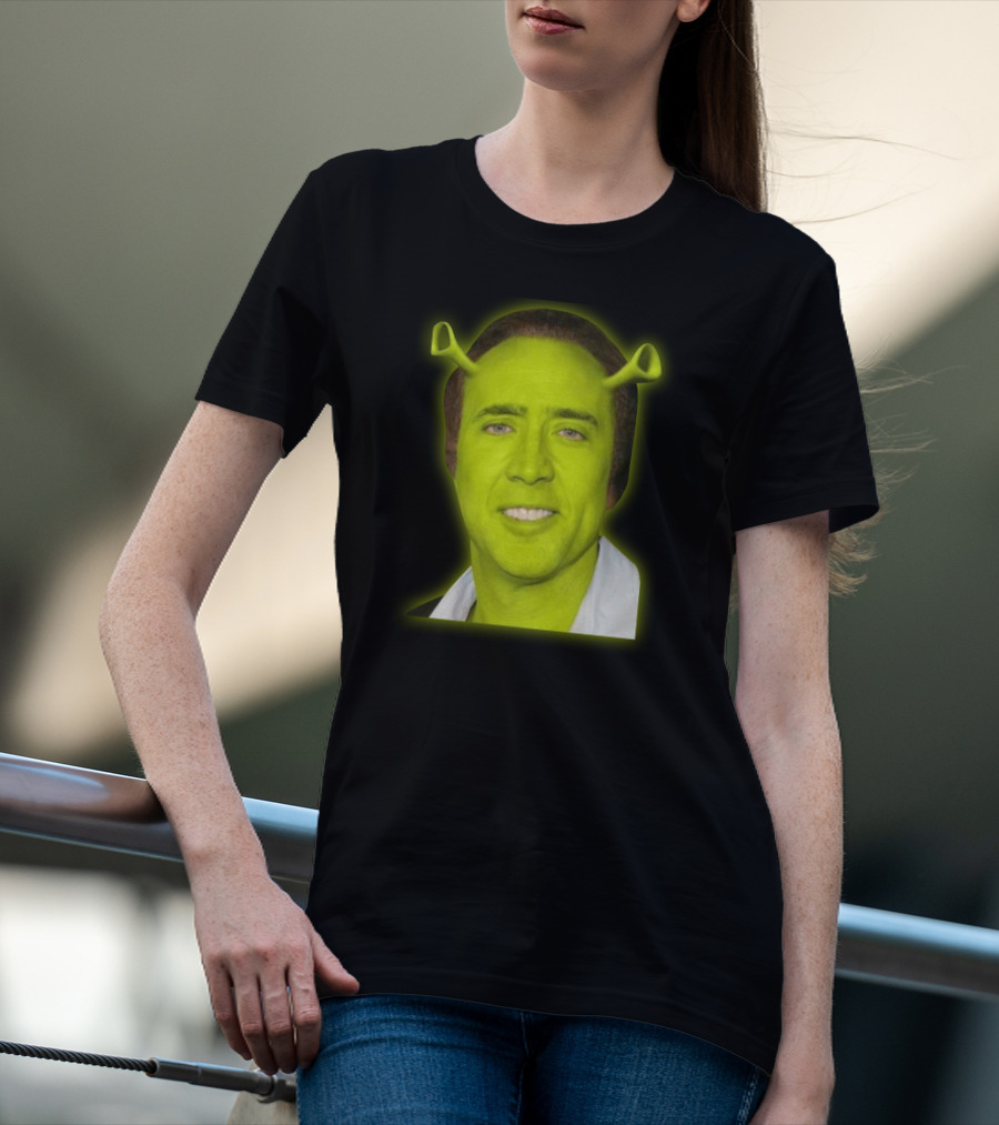 Shrekolas Cage Meme Mashup Face Fusion Character Elements T-Shirt