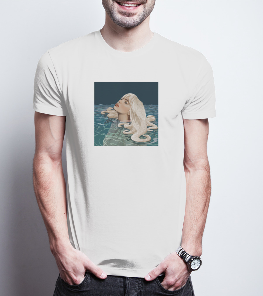 Resurface Feminine Profile Emerging From Water With Flowing Hair T-Shirt