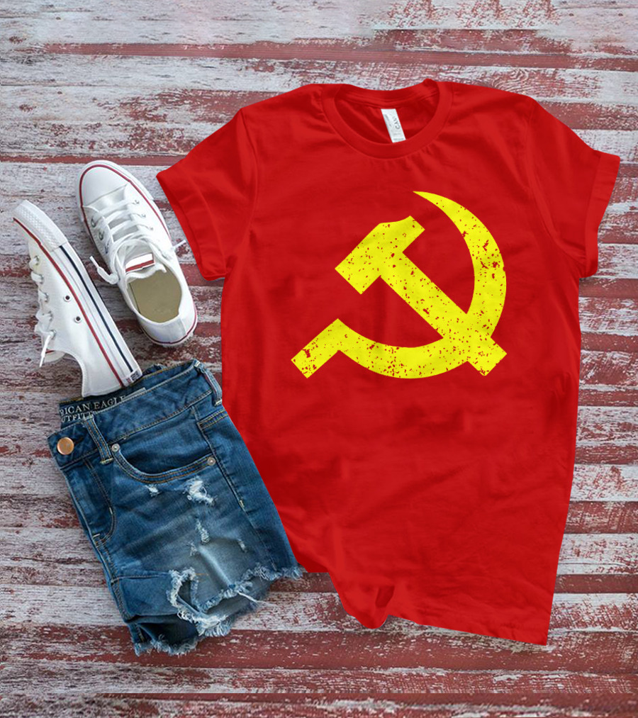 Aaron Spacethug Hammer And Sickle Communist Party Flag T-Shirt
