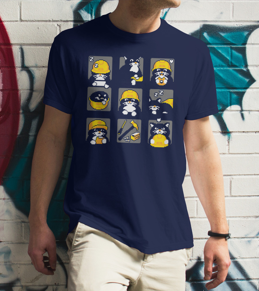 Rawpaw Ink Store Cats With Jobs Construction Workers Icons T-Shirt