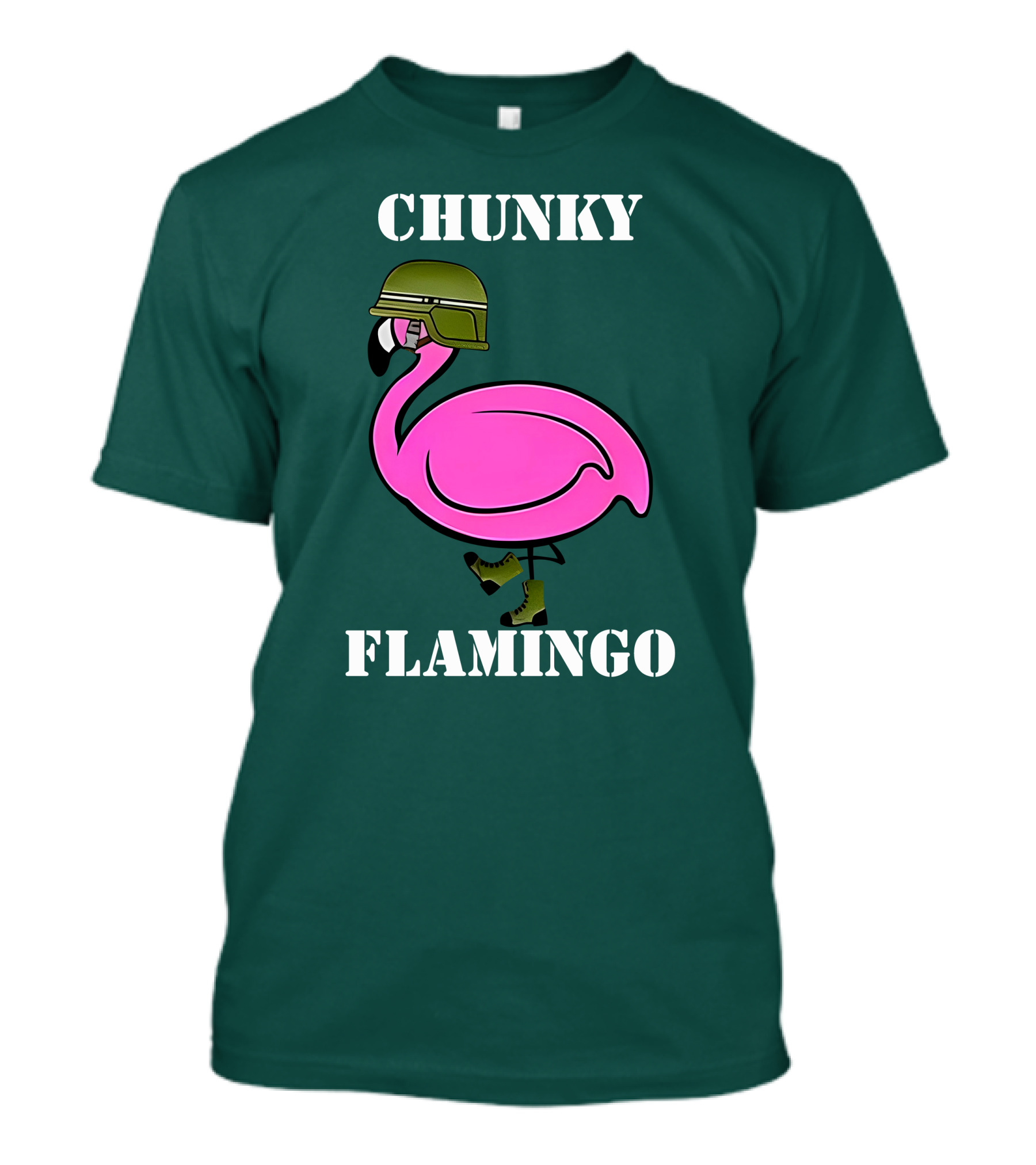 Chunky Flamingo Military Gymlifeanimal Boots Helmet T-Shirt