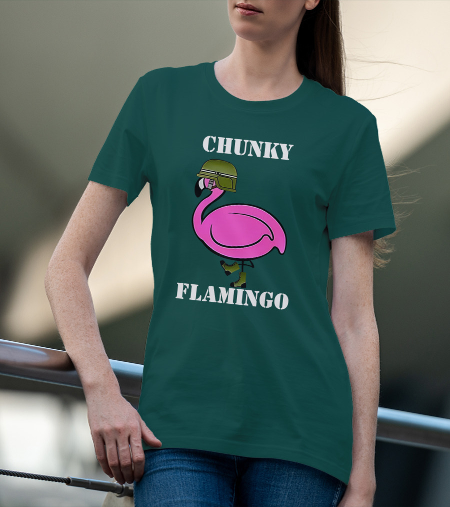 Chunky Flamingo Military Gymlifeanimal Boots Helmet T-Shirt