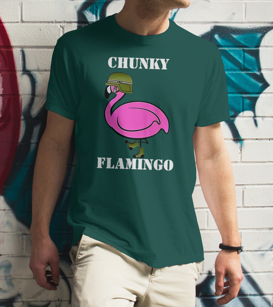 Chunky Flamingo Military Gymlifeanimal Boots Helmet T-Shirt
