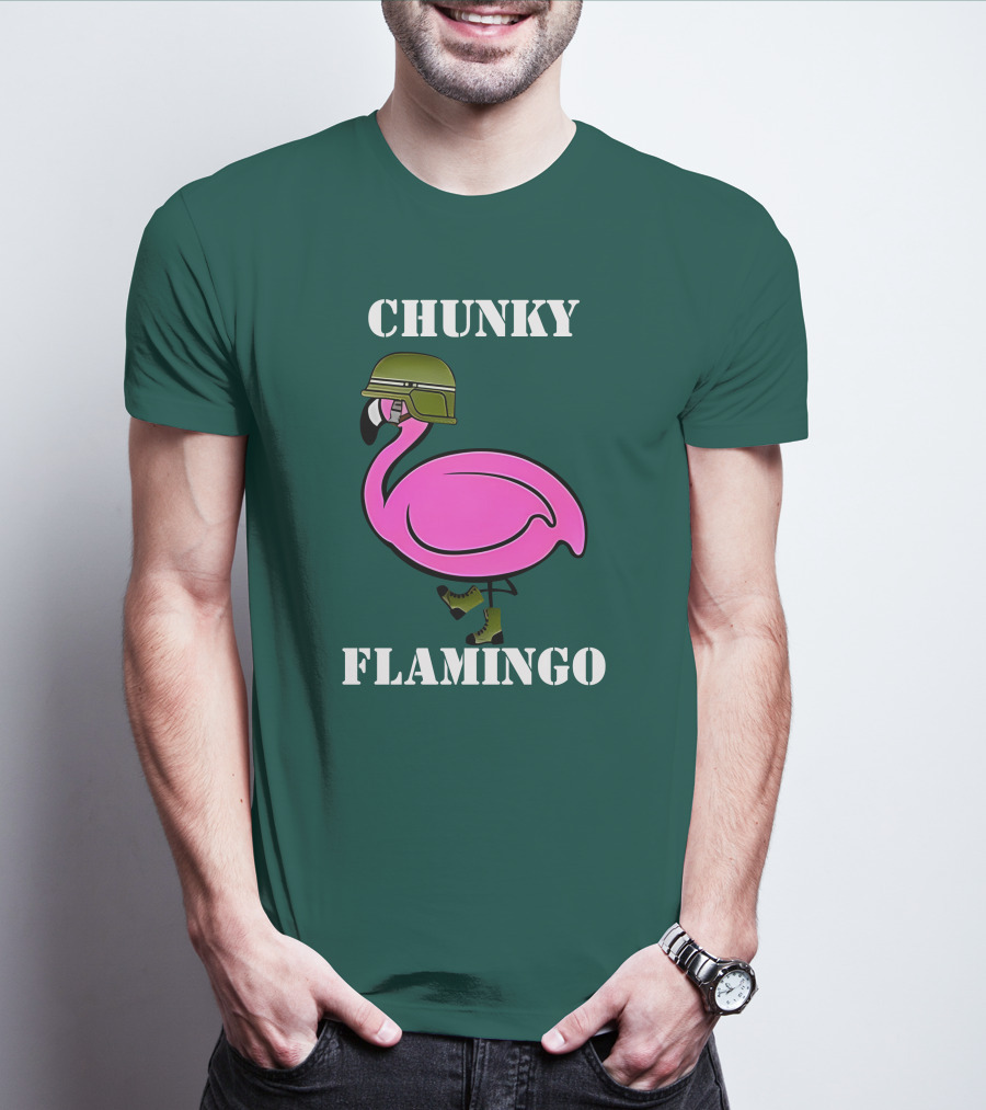 Chunky Flamingo Military Gymlifeanimal Boots Helmet T-Shirt