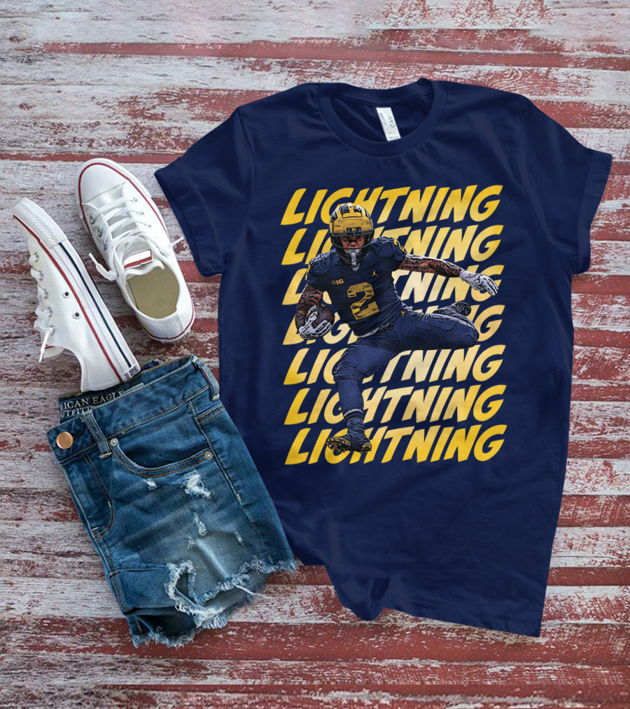 Lightning University Of Michigan Football Blake Corum Valiant Mden Merch T-Shirt