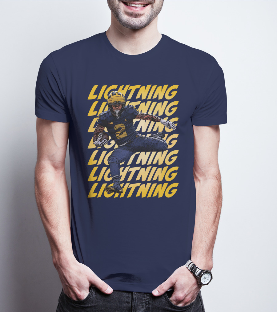 Lightning University Of Michigan Football Blake Corum Valiant Mden Merch T-Shirt