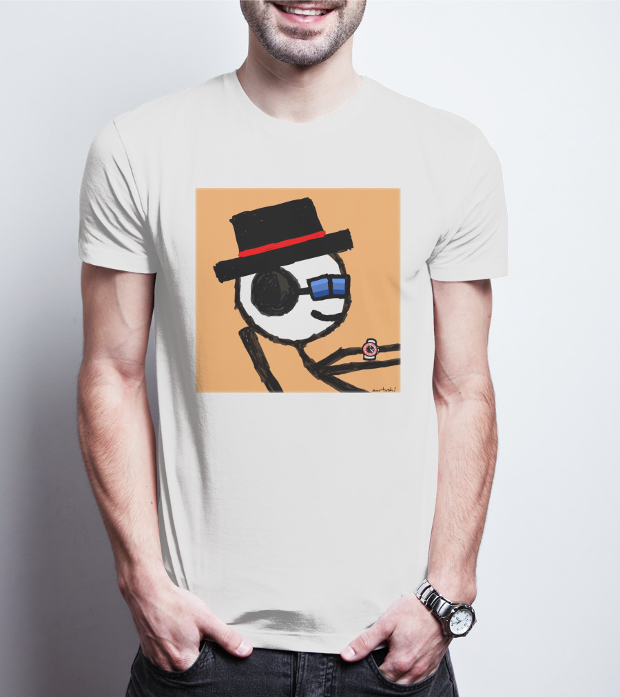 Sartoshi Mfers Stick Figure With Hat Blue Glasses Red Watch T-Shirt