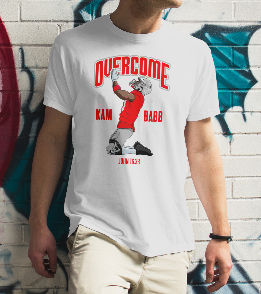 Overcome Kam Babb John 16:33 Football Kneeling Prayer Merch T-Shirt