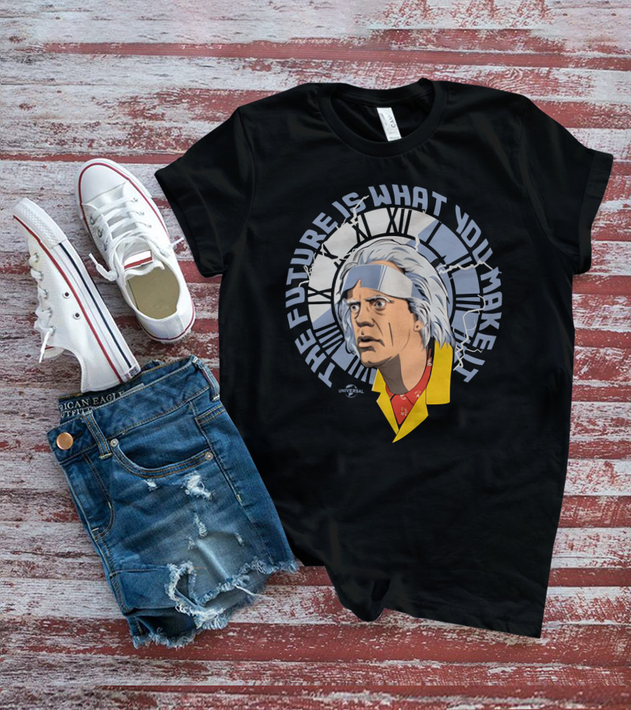 Universal Back To The Future The Future Is What You Make It Doc Brown Clock Face T-Shirt