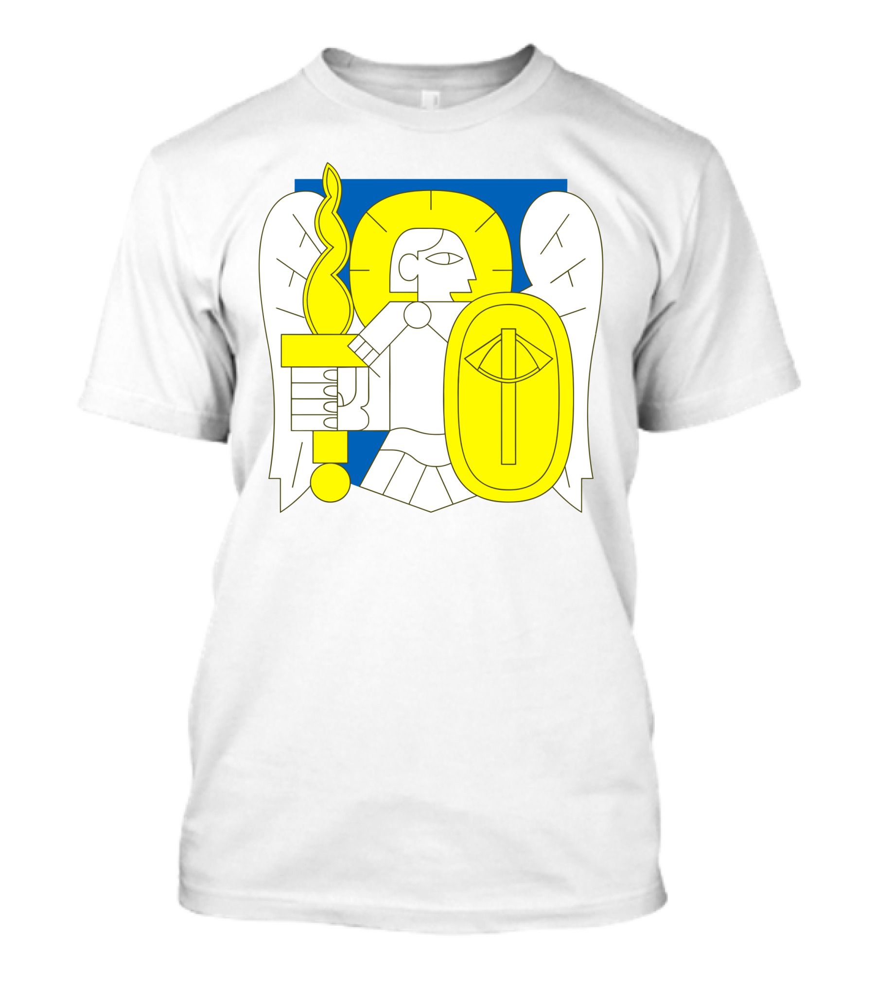 Saintjavelin Merch Kyiv Archangel Torch Shield Emblem T-Shirt