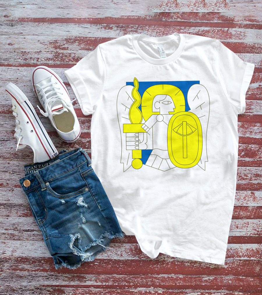 Saintjavelin Merch Kyiv Archangel Torch Shield Emblem T-Shirt